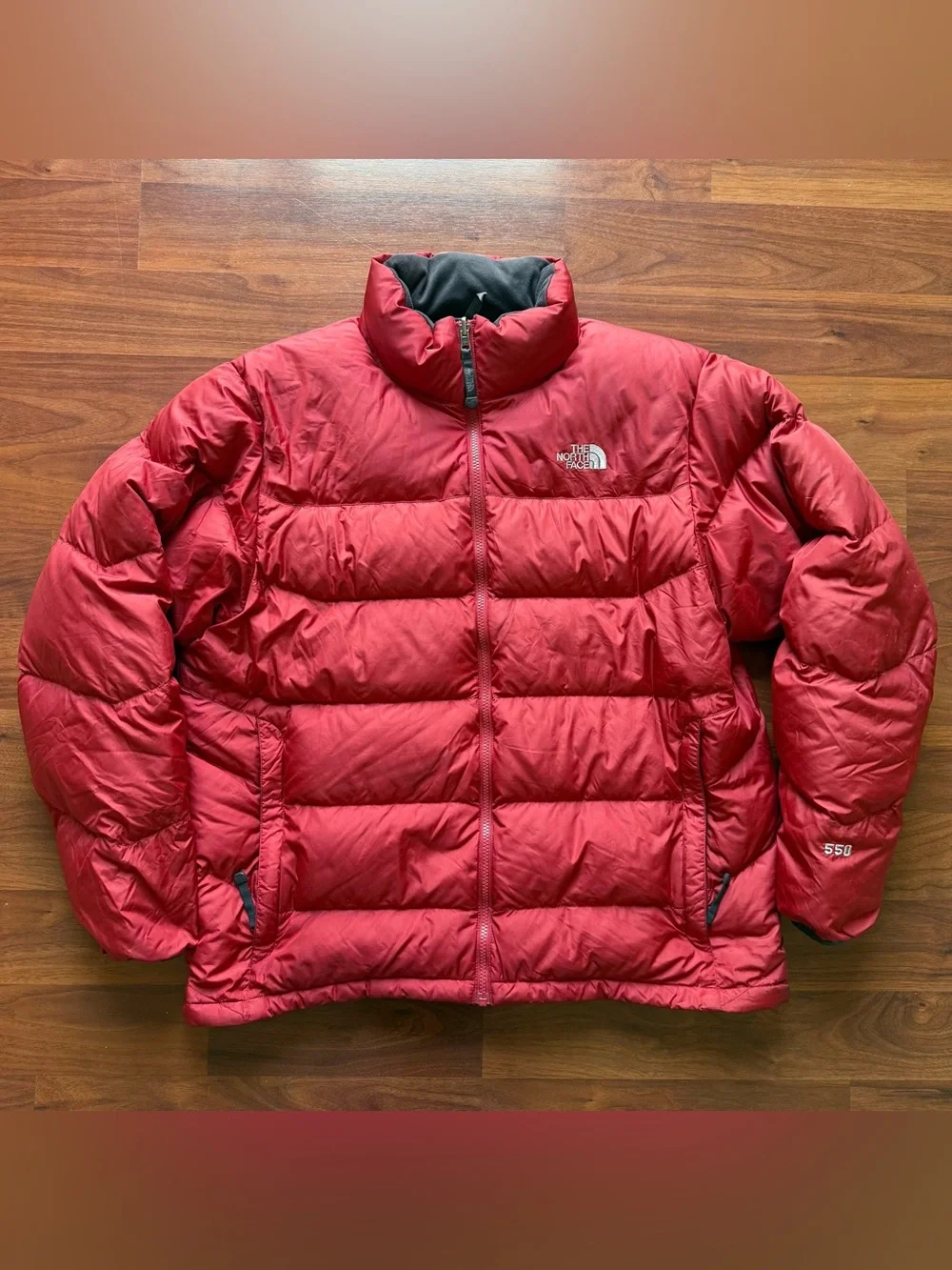 The North Face 550 red down puffer zip up jacket XL winter coat